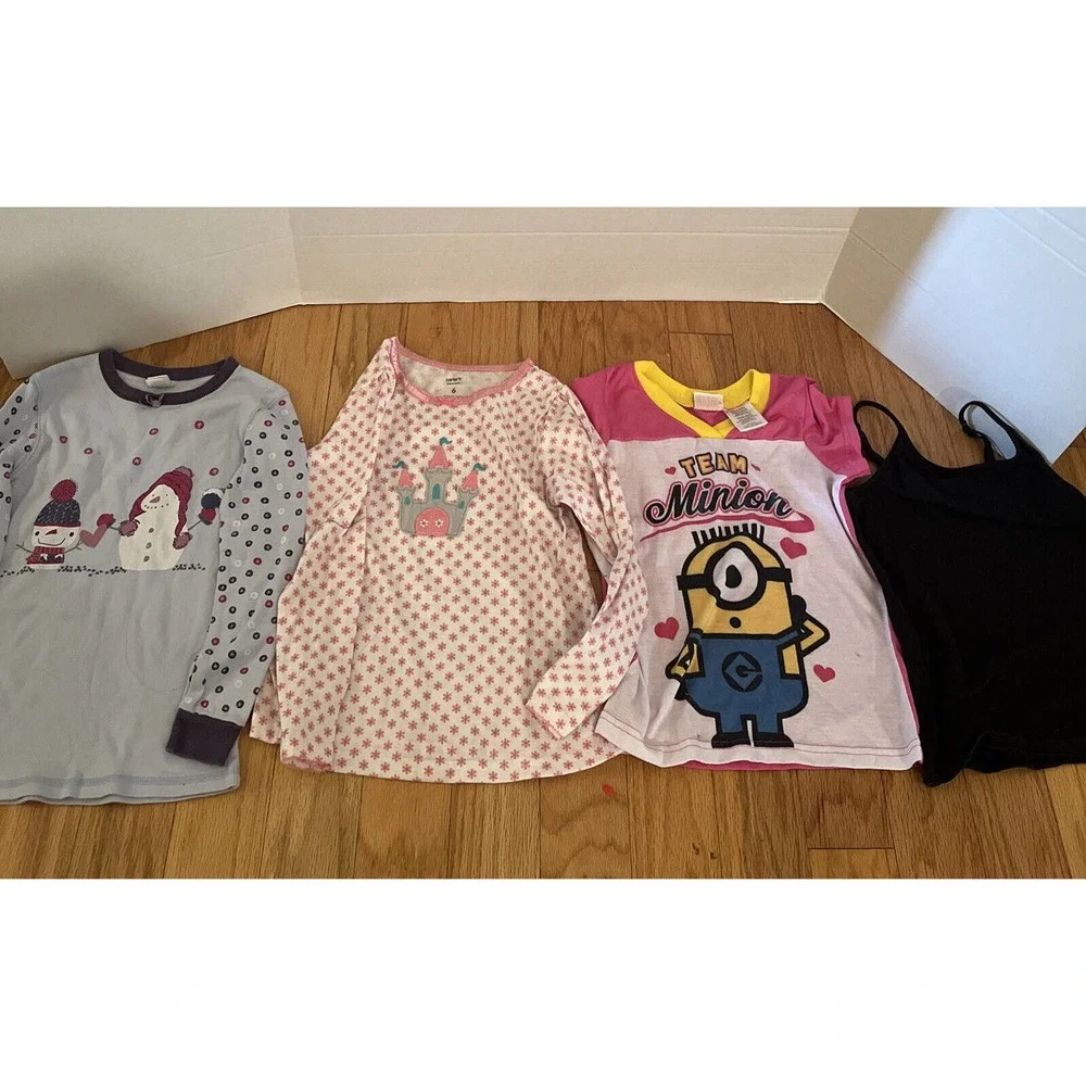 Bundle of four girls size 6-8 mismatched pajama toos and camisole